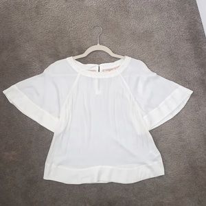 White silky blouse from anthropologie